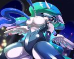  2014 anthro anthrofied breasts costume equine female friendship_is_magic hair horn long_hair mammal my_little_pony nipple_penetration nipples oze princess_celestia_(mlp) solo tentacles visor winged_unicorn wings 