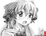  :o bow brush face gekkan_shoujo_nozaki-kun gofu greyscale long_hair monochrome polka_dot polka_dot_bow sakura_chiyo solo spot_color upper_body watermark web_address white_background 