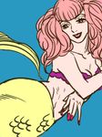  1girl brown_eyes fishman_island hiramera kyonko_(artist) long_hair lowres mermaid monster_girl one_piece pink_hair solo 