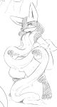  ambiguous_gender anthro holding_tongue hyper_tongue long_tongue lucario nintendo pok&eacute;mon pok&eacute;mon_(species) saliva sketch solo somnamg standing tongue tongue_out video_games what 