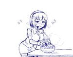  bad_id bad_pixiv_id bow bowl comic drooling food headset idolmaster idolmaster_(classic) meandros miniskirt mole mole_under_mouth monochrome noodles onigiri otonashi_kotori ramen saliva shisotex short_hair silent_comic skirt solo sweat white_background 