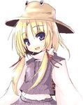  blonde_hair blue_eyes eyes hair_tie hat hiraga_matsuri moriya_suwako oekaki sketch smile solo touhou 