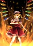  bad_id bad_pixiv_id banned_artist blonde_hair fire flandre_scarlet hat laevatein light looking_down open_mouth paseri red_eyes short_hair side_ponytail slime solo standing touhou wings 