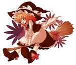  am_(going_nowhere) bad_id bad_pixiv_id blonde_hair boots braid broom broom_riding fang hat kirisame_marisa short_hair solo touhou witch_hat 