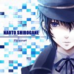  androgynous bad_id bad_pixiv_id blue_eyes blue_hair cabbie_hat hat persona persona_4 reverse_trap robinexile shirogane_naoto short_hair solo 