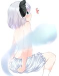  bad_id bad_pixiv_id bloomers blue_eyes blush censored convenient_censoring flat_chest hitodama konpaku_youmu konpaku_youmu_(ghost) silver_hair solo topless touhou underwear underwear_only white_bloomers yatomi 