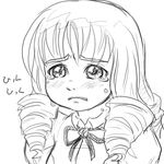  comic drill_hair katawa_shoujo mikado_shiina monochrome pimmy school_uniform tears 