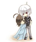  1girl accelerator ahoge bad_id bad_pixiv_id blanket brown_eyes brown_hair chibi ciel_arc last_order red_eyes short_hair to_aru_majutsu_no_index white_hair 