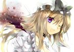  :d blonde_hair blush choker eyes fang foreshortening gap gloves hat jin_rikuri looking_at_viewer one_eye_closed open_mouth pointing purple_eyes resized ribbon smile touhou white_gloves yakumo_yukari 