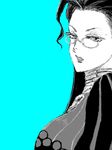  breasts glasses grimgrimoire large_breasts long_hair monochrome opalneria_rain solo 