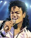  black_hair buckle closed_eyes curly_hair dark_skin dark_skinned_male highres hinoe_(dd_works) jacket long_hair male_focus michael_jackson microphone music open_mouth real_life realistic singing solo sweat zipper 