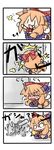  4koma animal_ears blush bow bug butterfly chibi comic dog_ears fang hair_bow horns ibuki_suika insect komainu long_hair orange_hair silent_comic touhou yanagi_(nurikoboshi) |_| 