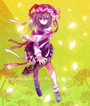  blue_eyes bow flower frills green_hair hat long_sleeves neme petals phantasmagoria_of_flower_view rod_of_remorse shiki_eiki solo spider_lily touhou 