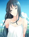  android bad_id bad_pixiv_id black_hair cloud day field grass grey_eyes long_hair original robot_joints sky solo towa_(pixiv) 