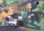  aa_gun animal_ears antiaircraft_weapon balkenkreuz blue_eyes bunny cannon crown garrison_cap german girl_arms gloves ground_vehicle hat helmet iron_cross karl_gerat karl_gerat_(personification) long_hair mecha_musume military military_hat military_uniform mortar_(weapon) multiple_girls red_eyes schwerer_gustav_(personification) short_hair stahlhelm train uniform world_war_ii zeco 