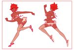  bikini breasts cleavage dark_skin earrings eyepatch jewelry open_mouth red_hair redhead running skirt studio_qube swimsuit thigh-highs thighhighs 