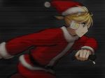  blonde_hair blue_eyes headphones kagamine_len male_focus menou_kururu psycho-puzzle running santa_costume solo vocaloid 