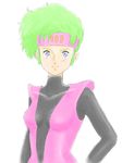  blue_eyes bodysuit elchi_cargo female gidayasen green_hair headband sentou_mecha_xabungle solo 