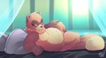  bed chubby looking_at_viewer male pillow rudragon solo tanuki 