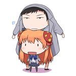  1boy 1girl black_hair chibi denden gekkan_shoujo_nozaki-kun height_difference nozaki_umetarou orange_hair sakura_chiyo tagme 