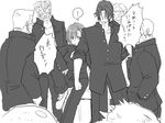  6+boys comic eroe genderswap genderswap_(mtf) greyscale hasumi_souji_(eroe) igarashi_kyou_(eroe) monochrome multiple_boys original school_uniform short_hair translated 