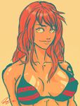  anime_coloring bad_id bad_tumblr_id bikini_top breasts collarbone highres jesus_avalos large_breasts long_hair nami_(one_piece) one_piece orange_hair smile solo tattoo 