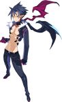  bat_wings black_hair choker clenched_hand cropped_jacket disgaea full_body harada_takehito killia_(disgaea) makai_senki_disgaea_5 male_focus messy_hair official_art pants serious shirtless shoes solo standing transparent_background wings yellow_eyes 