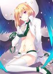  bad_id bad_pixiv_id beatmania beatmania_iidx blonde_hair halo kagachi_saku male_focus mars_symbol multiple_wings navel necktie otoko_no_ko purple_eyes rche_(beatmania) shorts sitting solo tattoo thighhighs wariza white_legwear wings 