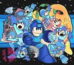  arm_cannon blue_eyes gashi-gashi helmet leaf rockman rockman_(character) rockman_(classic) rush_(rockman) super_smash_bros. weapon yellow_devil 