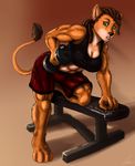  abs dickgirl dreadlocks feline fox-die gym intersex kaje lion mammal muscles sweat workout 