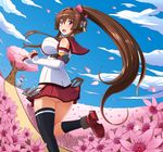  :d anchor armband ass asymmetrical_legwear bad_id bad_pixiv_id bangs banned_artist bare_shoulders black_legwear blush bouncing_breasts breasts brown_hair cherry_blossoms clenched_hand cloud collar commentary_request crossover day detached_sleeves dress field fisheye floating_hair flower flower_field from_behind hair_flower hair_intakes hair_ornament hair_ribbon hat high_heels high_ponytail hitodama jewelry kantai_collection kneehighs large_breasts leg_lift long_hair looking_at_viewer looking_back microskirt multiple_girls no_panties open_mouth outdoors path petals pink_eyes pink_hair pleated_skirt ponytail ribbon ring road saigyou_ayakashi saigyouji_yuyuko sash school_uniform serafuku shin'en_(gyokuro_company) shirt short_hair side_cutout sidelocks single_kneehigh single_thighhigh skirt sky sleeves_past_wrists smile solo_focus standing standing_on_one_leg star thighhighs touhou tree triangular_headpiece very_long_hair wedding_band yamato_(kantai_collection) 