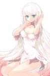  1girl barefoot blue_eyes breasts choker cleavage dress lailah_(tales) long_hair multicolored_hair smile tales_of_(series) tales_of_zestiria very_long_hair 