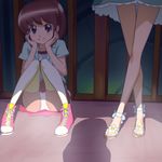  aino_megumi cross-laced_footwear happinesscharge_precure! haruyama_kazunori knees_together_feet_apart multiple_girls panties ponytail precure red_hair sandals shadow shirayuki_hime shoes short_hair skirt smile thighhighs underwear wedge_heels white_panties 