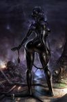  big_butt bodysuit breasts butt clothed clothing female gas_mask j_axer rubber skinsuit solo unknown_species 