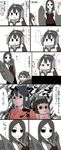  4girls chibi comic diving_mask diving_mask_on_head elbow_gloves gaiko_kujin gloves goggles goggles_on_head hairband headgear highres houshou_(kantai_collection) kantai_collection maru-yu-san maru-yu_(kantai_collection) multiple_girls nagato_(kantai_collection) ru-class_battleship sharp_teeth shinkaisei-kan simple_background sweat tearing_up translation_request trembling 