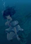  black_hair blue bubble closed_eyes hat iris_anemone murasa_minamitsu neckerchief sailor_hat school_uniform serafuku skeleton solo touhou underwater 