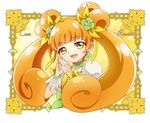  bad_id bad_pixiv_id character_name choker cure_rosetta dokidoki!_precure double_bun flower green_choker hair_ornament hoshi_(xingspresent) jewelry long_hair magical_girl open_mouth orange_hair precure puffy_short_sleeves puffy_sleeves ribbon short_sleeves smile solo twintails wrist_cuffs yellow_eyes yotsuba_alice 