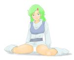  blue_eyes boots elchi_cargo female gidayasen green_hair panties sentou_mecha_xabungle sitting solo underwear white_panties 