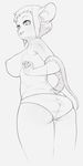  2014 breasts clothing female hair line_art looking_at_viewer mammal monochrome mouse nipples powfooo rodent short_hair sketch tongue underwear 