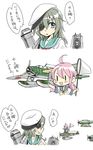  3koma aircraft airplane comic e16a_zuiun fairy_(kantai_collection) green_hair hat kai_(akamekogeme) kantai_collection kiso_(kantai_collection) long_hair sailor_hat school_uniform serafuku translated zuiun_(kantai_collection) |_| 