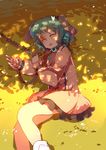  animal_ears bdsm bondage bound brown_dress bug butterfly chain chained closed_eyes collar dappled_sunlight dress green_hair insect kasodani_kyouko long_sleeves lying on_side open_mouth slave sleeping solo sunlight touhou yetworldview_kaze 