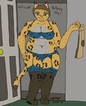  2014 belly big_breasts breasts chubby clothing color feline female garter_belt hair katriona_b&auml;cker katriona_baecker legwear leopard lingerie mammal navel overweight panzerschreckleopard short_hair spots stockings underwear wide_hips 