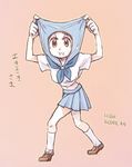  :i blue_skirt brown_eyes collar_grab dai_(mebae16) kill_la_kill mankanshoku_mako school_uniform serafuku skirt translation_request 