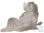  chubby erection horn humanoid_penis korichi looking_at_viewer male mammal nude penis precum rhinoceros seated solo wooly_rhinoceros 