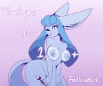  2019 anthro big_breasts blue_eyes breasts canid canine digital_media_(artwork) eeveelution english_text female glaceon hi_res mammal nintendo nipples nude one_eye_closed paint paintbrush pok&eacute;mon pok&eacute;mon_(species) pussy seirva simple_background smile solo text tongue tongue_out video_games wink 