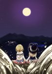  alice_margatroid blonde_hair full_moon gensoukyou kirisame_marisa light_particles mayuge_inu moon multiple_girls night night_sky scenery short_hair sitting sky star_(sky) starry_sky touhou yuri 