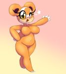  2019 anthro big_breasts bit-small breasts claws digital_media_(artwork) featureless_breasts featureless_crotch female fur looking_at_viewer low_res mammal navel nintendo nude one_eye_closed open_mouth pok&eacute;mon pok&eacute;mon_(species) simple_background smile solo standing star teddiursa ursid video_games wink 