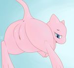  anus blue_background female mew nintendo open_mouth pcred566 plain_background pok&eacute;mon presenting pussy solo tongue video_games 