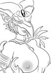  1girl breasts cia_(the_legend_of_zelda) cia_(zelda_musou) jewelry large_breasts lm_(legoman) lots_of_jewelry mask monochrome nipples short_hair smile solo the_legend_of_zelda zelda_musou 