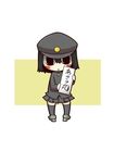  :x akitsu_maru_(kantai_collection) blush blush_stickers calligraphy hat kantai_collection lowres military military_uniform short_hair solo uniform zannen_na_hito 